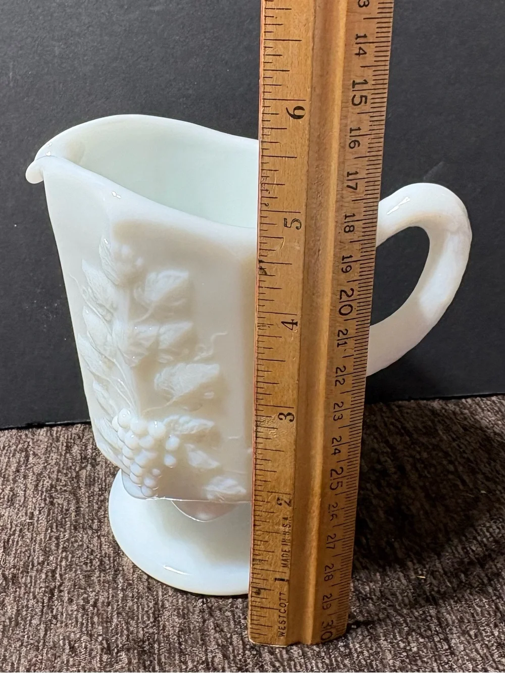 Westmoreland White Milk Glass Grape Relief Pedestal Creamer